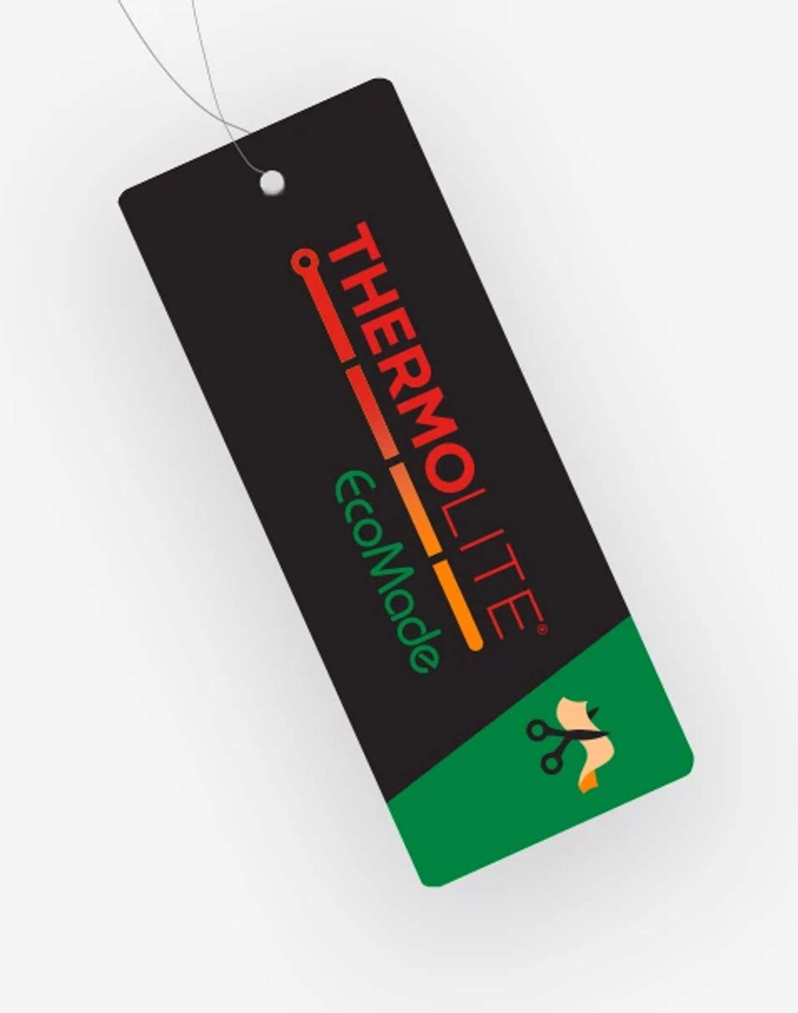 The hang tag for our latest sustainable warming product: THERMOLITE® EcoMade fiber made with 100% textile waste.